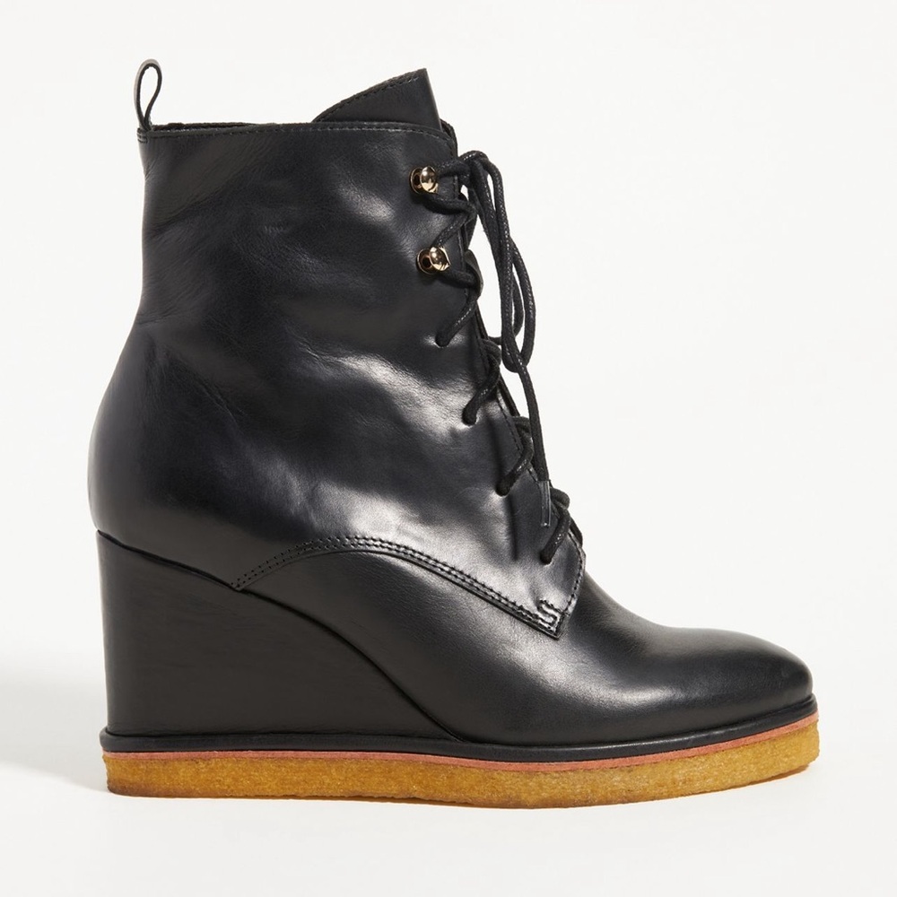 Silent D Black Wedge Ankle Boots